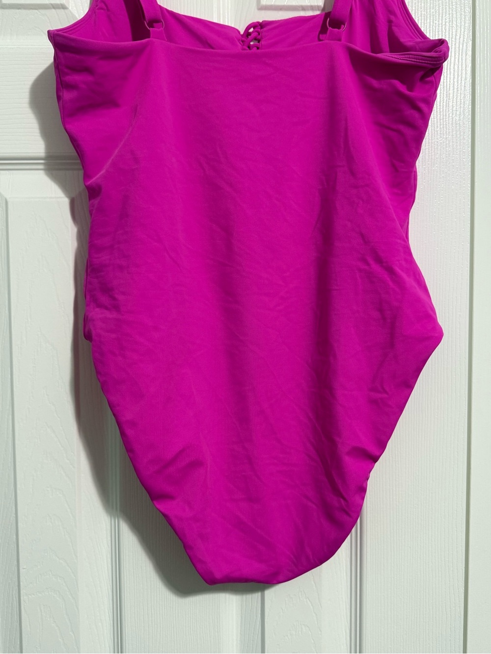 Angie Swim Magenta Lace-Up One-Piece Swimsuit - Picture 5 of 14